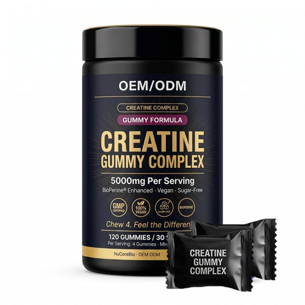 Premium Creatine Gummies OEM/ODM: 5000mg High-Potency Complex with BioPerine & Taurine, Vegan Sugar-Free Private Label Supplement Manufacturing - Low MOQ 500 Units, Rapid Global Fulfillment