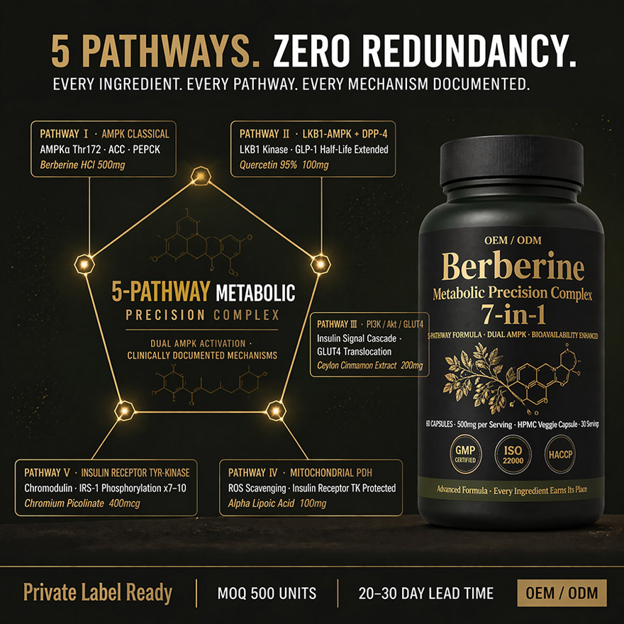 Custom Berberine HCl Supplement 7-in-1 Complex | OEM/ODM Metabolic Support | High Purity Active Peptides | Private Label Low MOQ 500 & Rapid 20-Day Lead Time - Image 3