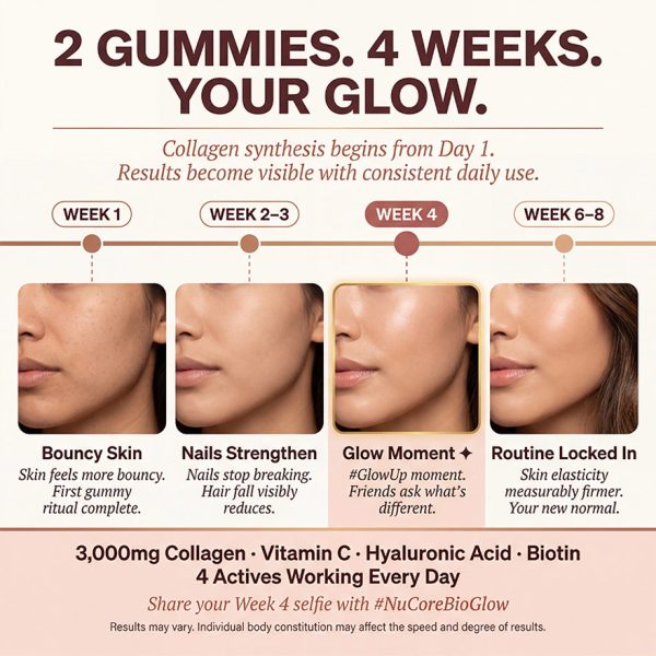 Vegan Collagen Beauty Gummies for Hair Skin Nails, 3000mg Hydrolyzed Peptides with Biotin & Vitamin C, Sugar-Free Pectin Base, Private Label Supplement OEM/ODM, Low MOQ 500 Bottles, GMP Certified Manufacturing by NuCoreBio.