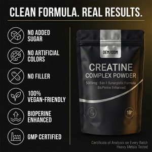 Bulk Creatine Complex Powder OEM/ODM: 5-in-1 Private Label Fitness Supplement with BioPerine & Taurine, High-Purity Micronized Creatine Monohydrate Manufacturing - Low MOQ & Rapid Fulfillment for SME Brands - Image 6