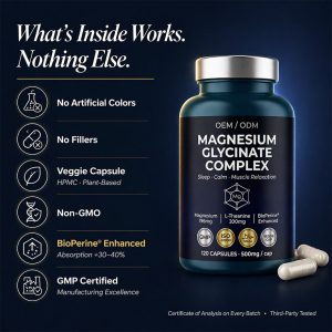 Custom Magnesium Glycinate Complex with L-Theanine | OEM/ODM Sleep Support Supplements | High Absorption Active Peptides | Private Label & Low MOQ 500 Units - Image 7