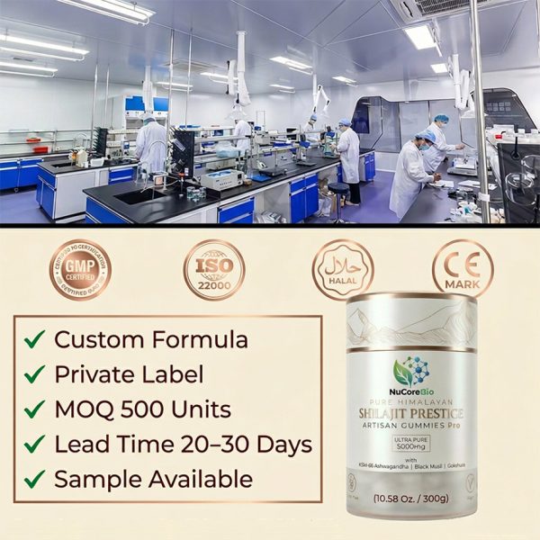 Shilajit Gummies Manufacturer: 60% Fulvic Acid Pure Himalayan Shilajit Resin Extract with KSM-66 Ashwagandha - Private Label OEM/ODM - High Potency 3000mg Male Vitality Supplements, Low MOQ Supply