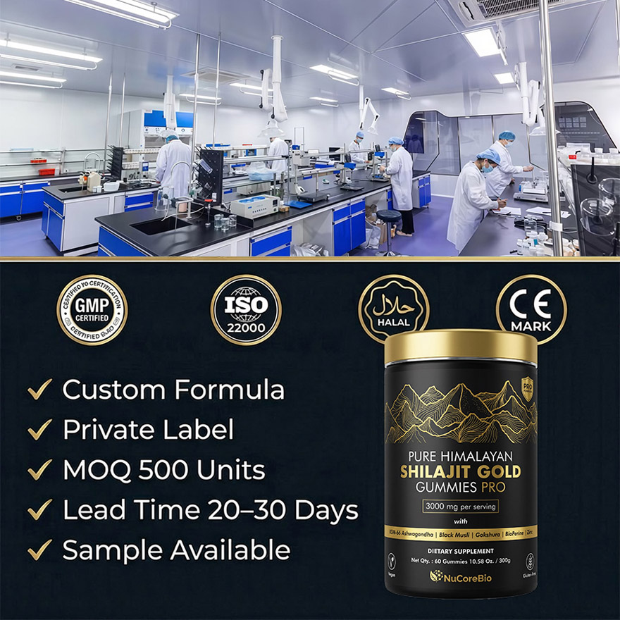 Premium Shilajit Gummies Manufacturer: 3000mg Pure Himalayan Resin | 60% Fulvic Acid | KSM-66 Ashwagandha - Private Label OEM/ODM - High Potency Male Vitality Supplements, Low MOQ 500, GMP Certified Global Export Supply - Image 7