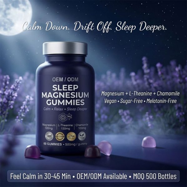 OEM Magnesium Glycinate Sleep Gummies | Bulk Private Label Active Peptide Supplement | Custom Formula Anti-Aging Relax Vitamin