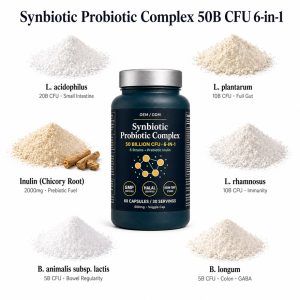 OEM/ODM Synbiotic Probiotic Supplement 50B CFU | Custom Peptide Formula Private Label | 6-in-1 Gut Health Bioactive Peptides Mfg - Image 2