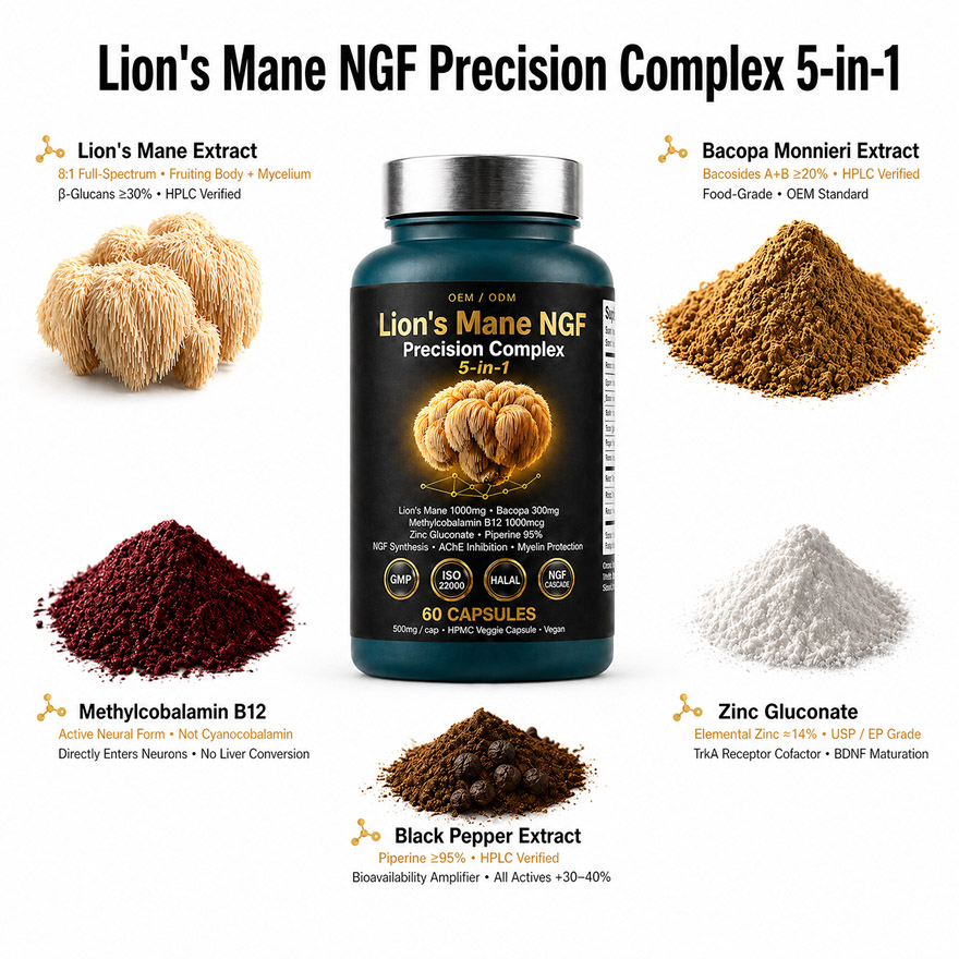 OEM/ODM Bioactive Peptide Supplement | Custom NGF Brain Formula | Private Label Lion