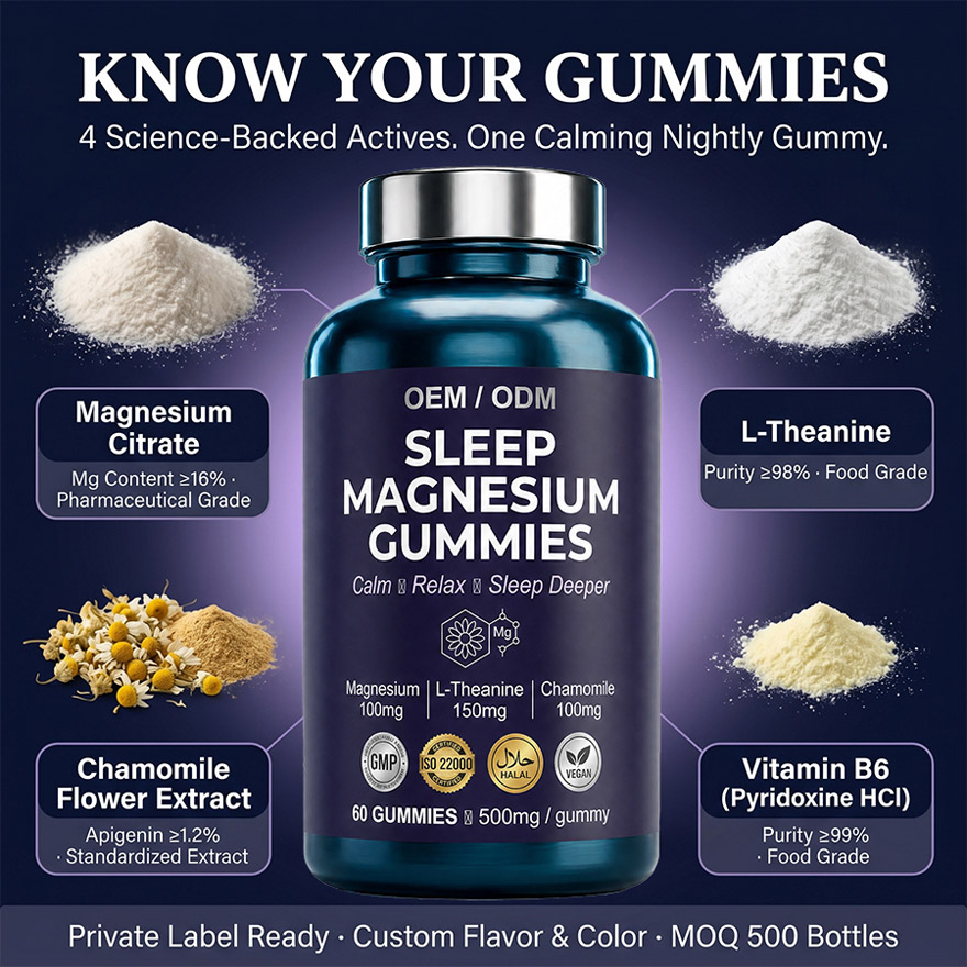 OEM Magnesium Glycinate Sleep Gummies | Bulk Private Label Active Peptide Supplement | Custom Formula Anti-Aging Relax Vitamin - Image 7