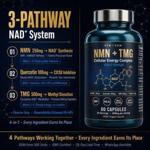 OEM NMN + TMG Cellular Energy Supplement | Custom Private Label NAD+ Booster Capsules | Anti-Aging Active Peptides Formula - Image 11