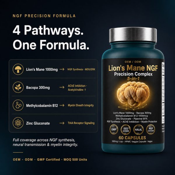 OEM/ODM Bioactive Peptide Supplement | Custom NGF Brain Formula | Private Label Lion's Mane Extract Capsule Mfg
