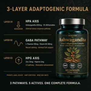 OEM/ODM Ashwagandha Extract Capsule | 5-in-1 Stress Relief Adaptogen | Private Label Male Vitality Supplement Mfg - Image 4