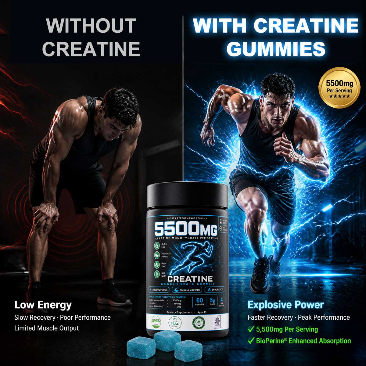 Creatine gummy private label packaging concept