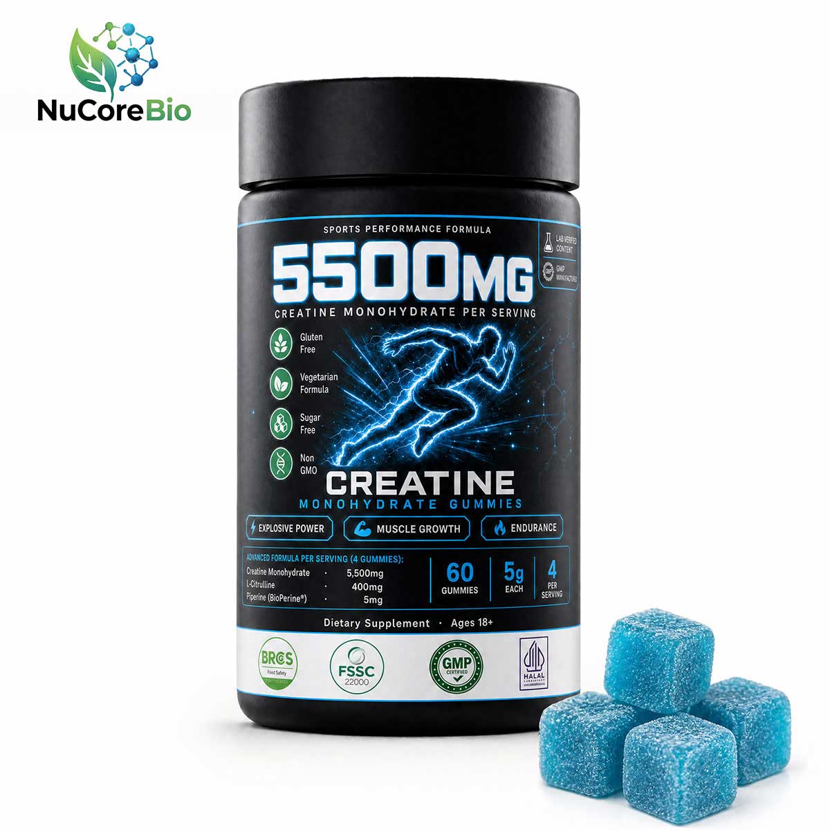 Creatine gummy private label packaging concept