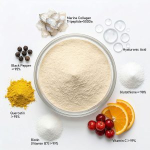Bulk Marine Collagen Tripeptide Powder <500Da | Premium OEM/ODM Skin Brightening Supplement with Glutathione, HA & Biotin - Image 2