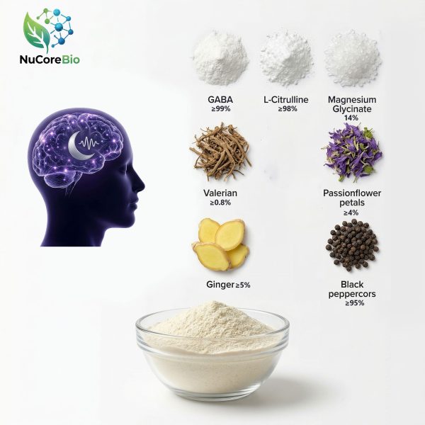 Melatonin-Free Sleep Supplement Bulk | OEM/ODM GABA 750mg Magnesium Glycinate Powder | Private Label Non-Habit Forming Deep Sleep Formula | EU & US Compliant Wholesale Valerian Passionflower Extract | Fast-Acting Relaxation Aid for Global Brands