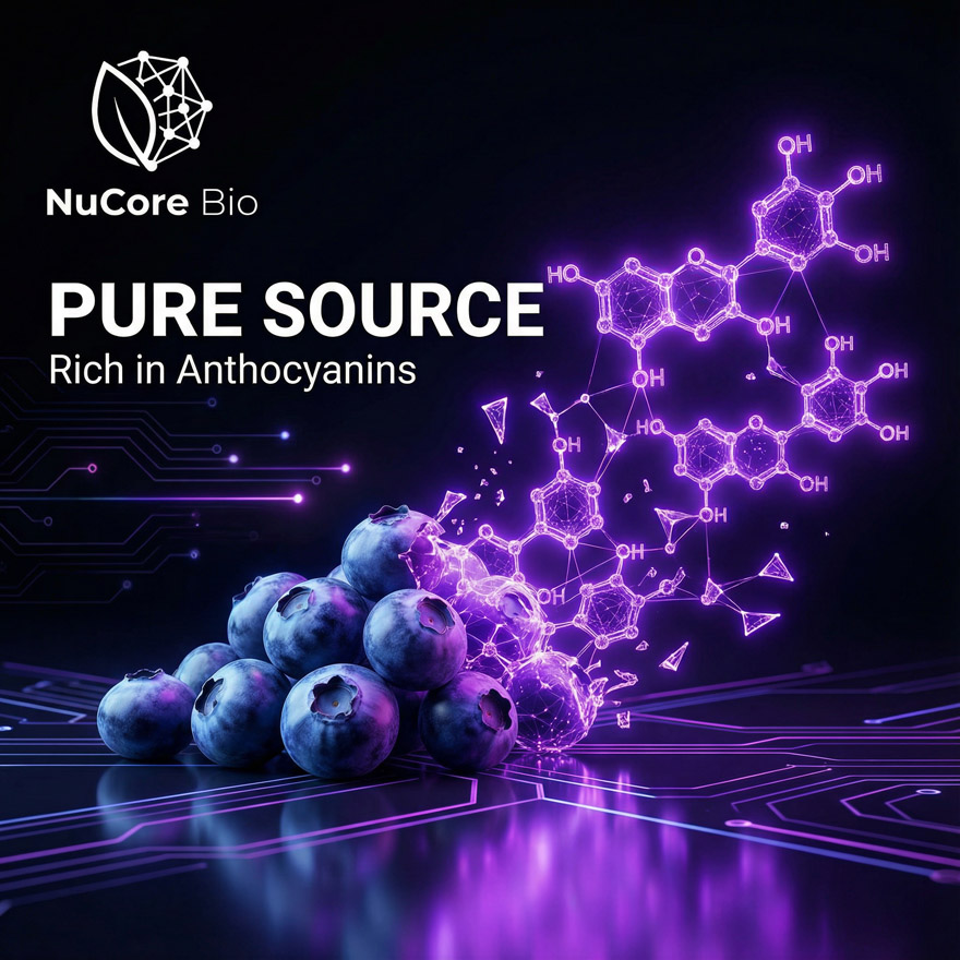 OEM Blueberry Extract Powder Bulk | 25% Anthocyanins High Purity | Custom Formula Nootropic Peptide | Low MOQ Private Label Supplement Manufacturer | US Stock & Global Wholesale | NuCore Bio Superfood Raw Material - Image 2