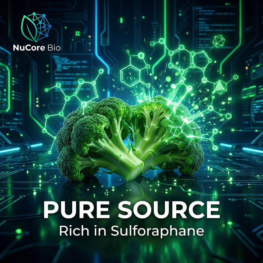 Bulk Broccoli Extract Powder | High Purity Sulforaphane Verified | OEM Sulforaphane Peptide Supplement | Custom Formula Nootropic | Low MOQ Private Label Manufacturer | US Stock Fast Shipping | NuCore Bio Raw Material - Image 2