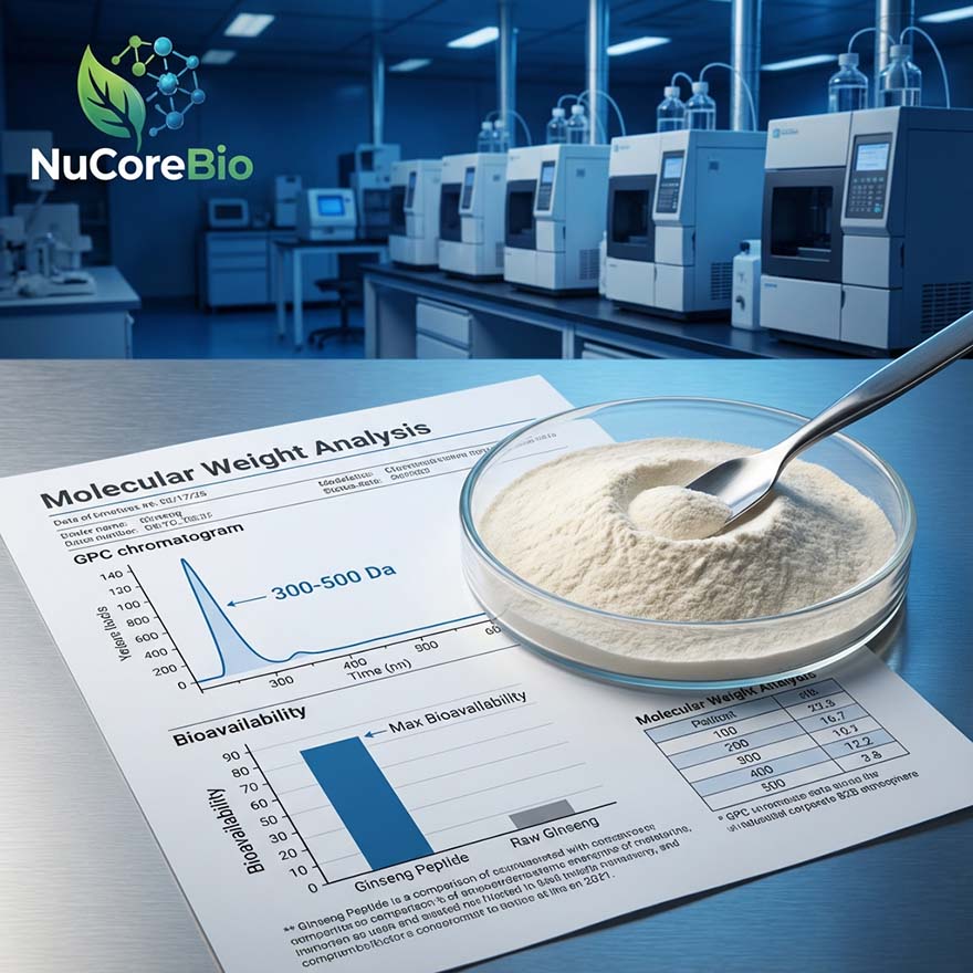 Premium Ginseng Peptide Powder, 300-500Da Small Molecule Panax Ginseng Extract, High Ginsenoside Content for Immune Support & Vitality, GMP/ISO Certified Bulk Supply, Private Label OEM/ODM Service | Ginseng  Protein Peptide - Image 2