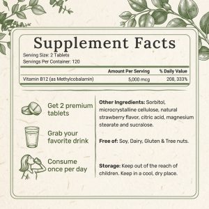 Wholesale Methylcobalamin Vitamin B12 5000mcg Chewable Tablets | Custom Formulation OEM/ODM | Private Label B12 Supplement Bulk Supply - Image 2