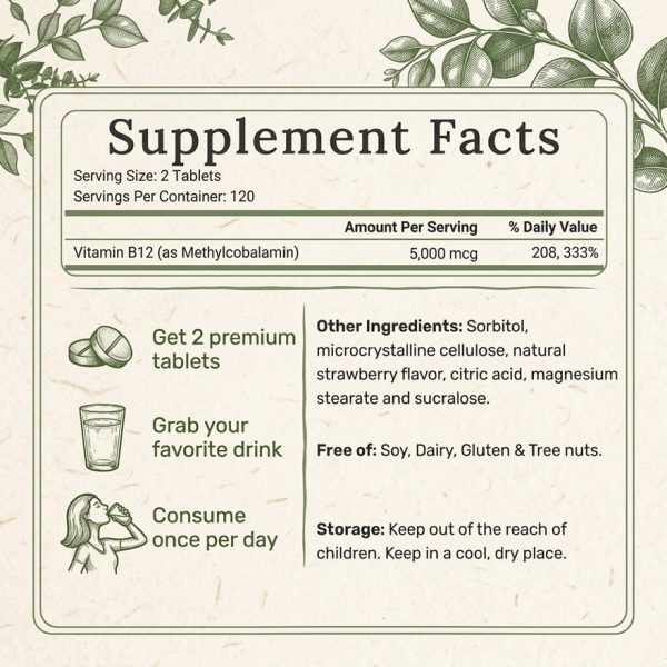 Wholesale Methylcobalamin Vitamin B12 5000mcg Chewable Tablets | Custom Formulation OEM/ODM | Private Label B12 Supplement Bulk Supply