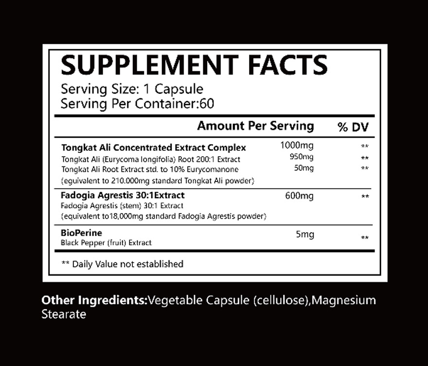 OEM Private Label Tongkat Ali Fadogia Agrestis Capsules | Custom Formula Men