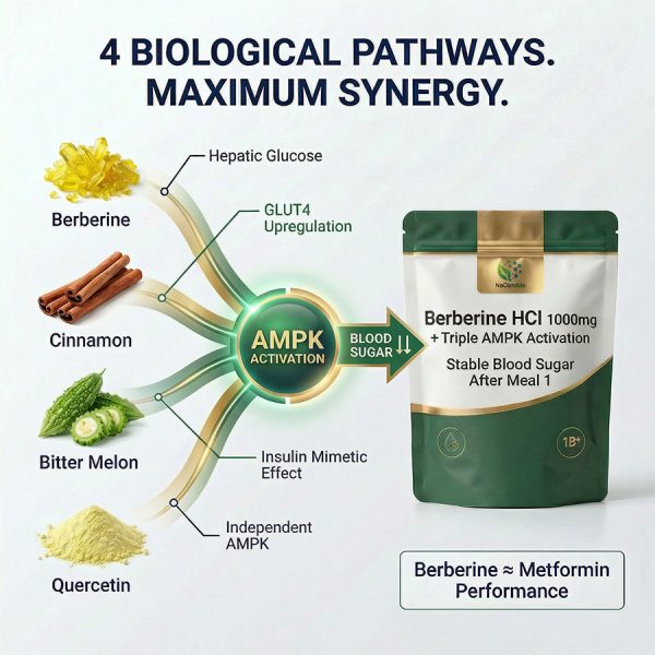 OEM Berberine HCl 1000mg Powder | Triple AMPK Activation Formula | High-Absorption Bioavailability with Piperine | Natural GLP-1 Support Supplement | Stable Post-Meal Blood Sugar Control | Private Label Metabolic Blend | Custom Weight Management Solutions