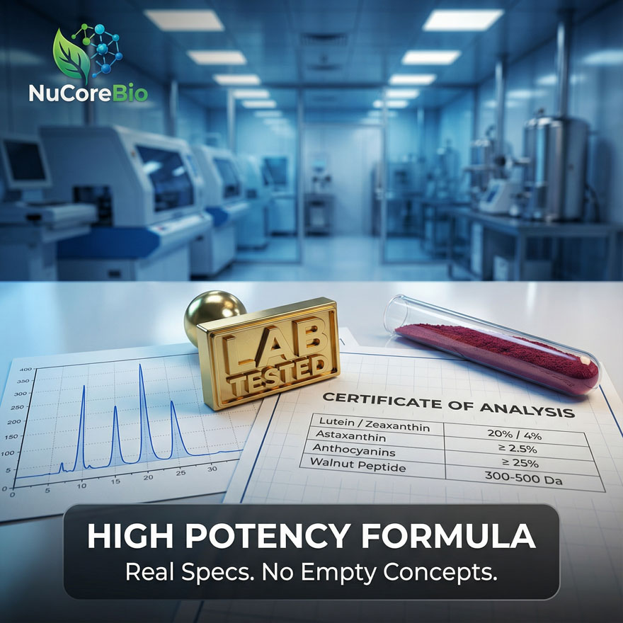 Eye Vision Shield Pro OEM: Walnut Peptide 300-500Da with Lutein & Zeaxanthin - Private Label High-Potency Blue Light Filter Formula - Image 3