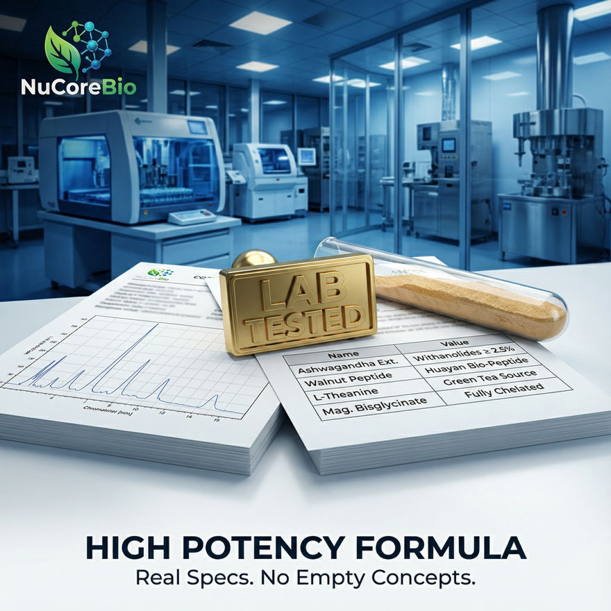 Stress Relief Supplement OEM/ODM: Ashwagandha Extract & Walnut Peptide Capsules for Anxiety | Private Label L-Theanine Sleep Aid Formula | Bulk Nootropic Sourcing | FDA & GMP Certified Bioactive Peptide Manufacturer - Image 7