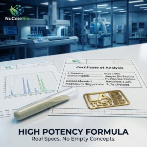 NuCoreBio Private Label Focus-Pro Calm: Premium Brain Health Supplement with Huayan Bio-Peptide & L-Theanine | High-Profit Nootropic ODM/OEM Solution, Low MOQ, GMP Certified Nootropic Capsules for Focus & Anxiety Relief - Image 3