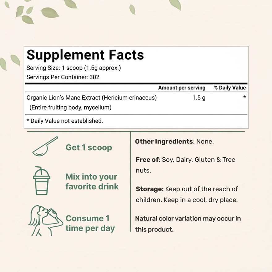 Bulk Organic Lions Mane Mushroom Powder for OEM/ODM | High Purity Nootropic Brain Supplement | USDA Certified Organic & Non-GMO Raw Material | Private Label Cognitive Support for Amazon TikTok Sellers | Dual Extraction Focus & Memory Booster - Image 3