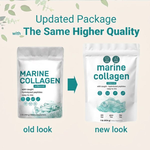 Pure Marine Collagen Peptides Powder Bulk | Wild Caught Hydrolyzed Fish Collagen for OEM/ODM | High Absorption Skin & Joint Health Supplement | Private Label Unflavored Protein Powder 1lb | Non-GMO Filler-Free Wellness Manufacturer Wholesale