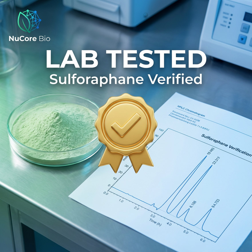 Bulk Broccoli Extract Powder | High Purity Sulforaphane Verified | OEM Sulforaphane Peptide Supplement | Custom Formula Nootropic | Low MOQ Private Label Manufacturer | US Stock Fast Shipping | NuCore Bio Raw Material - Image 4