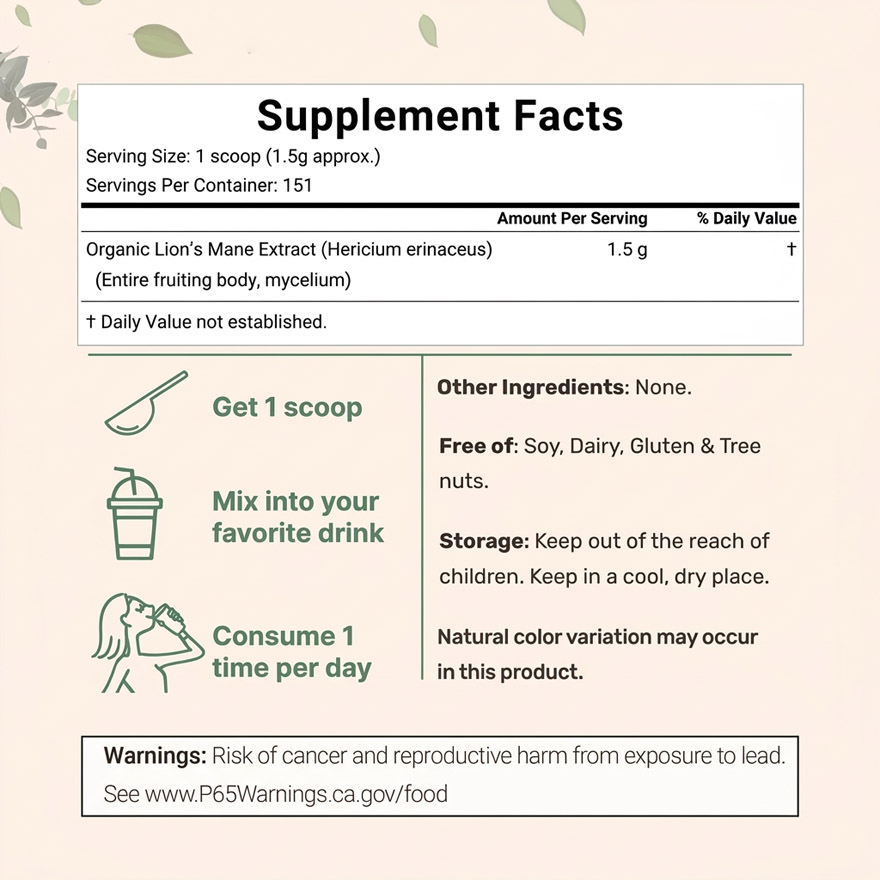 Bulk Organic Lions Mane Mushroom Powder for OEM/ODM | High Purity Nootropic Brain Supplement | USDA Certified Organic & Non-GMO Raw Material | Private Label Cognitive Support for Amazon TikTok Sellers | Dual Extraction Focus & Memory Booster - Image 4