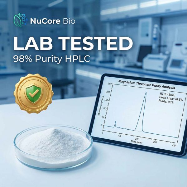Magnesium L-Threonate Powder 98% Purity HPLC Tested | Brain Specific Magnesium Raw Material | OEM Private Label Service | US Stock 2-5 Days Delivery | High Flowability No-Clog Capsule Filling