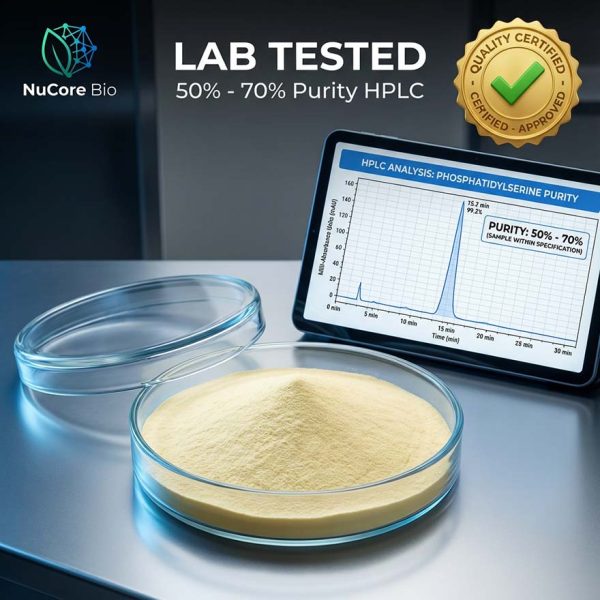 Phosphatidylserine Powder 50%-70% Purity | Pure Sunflower Lecithin Extract | Brain Health Supplement OEM/ODM Custom Logo