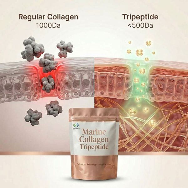 Bulk Marine Collagen Tripeptide Powder <500Da | Premium OEM/ODM Skin Brightening Supplement with Glutathione, HA & Biotin