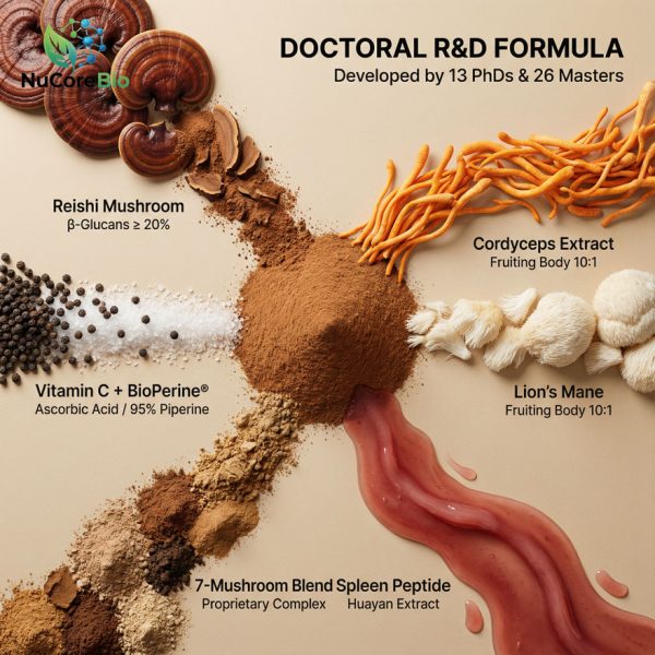 Mushroom Complex Supplement with Spleen Peptide | OEM/ODM Private Label Nootropic | ISO & GMP Certified Bulk Capsules Manufacturer