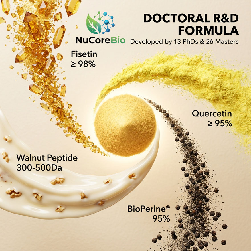 Neuro-Senolytic Walnut Peptide Supplement OEM/ODM: High-Purity Fisetin & Quercetin Nootropic | Anti-Zombie Cells, Brain Fog Relief, Cognitive Longevity | Private Label Nutra Manufacturing, Low MOQ, Lab-Tested Formula - Image 5