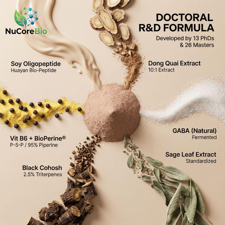 Peri-Pause Ease Soy Oligopeptide Supplement OEM/ODM: Natural Menopause Relief with Black Cohosh & GABA | Stop Hot Flashes, Night Sweats, Hormone Balance | Private Label Supplement Manufacturing, Low MOQ, FDA Regulated - Image 5