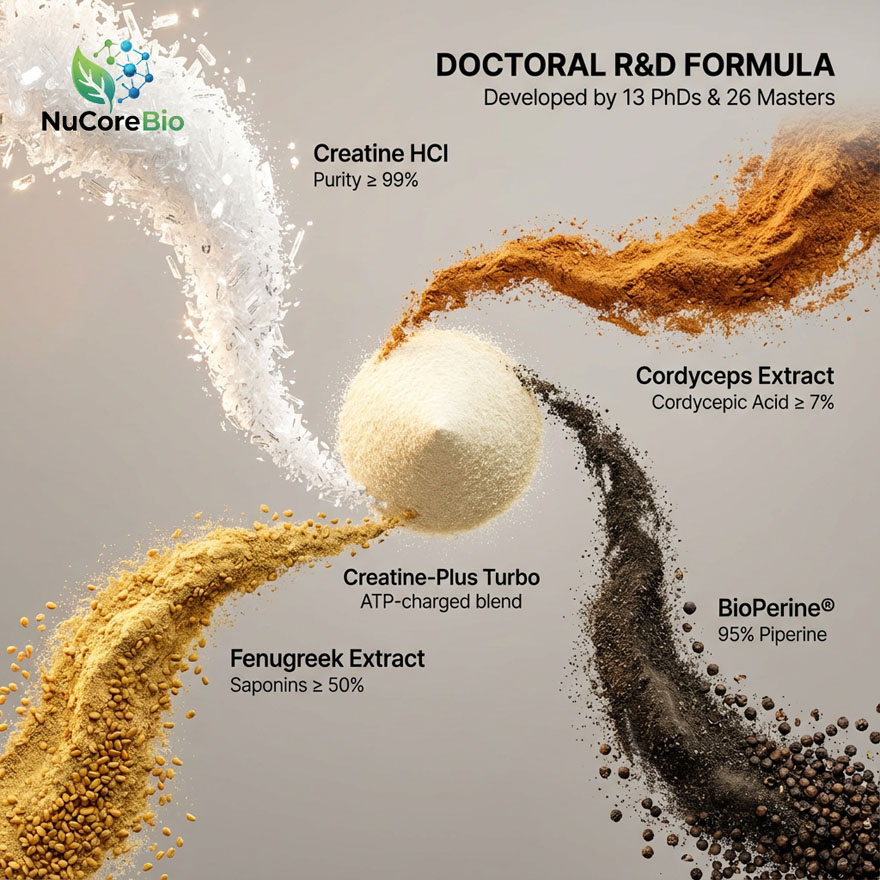 NuCoreBio Bulk Creatine-Plus Turbo Capsules: Premium OEM/ODM Muscle Growth Supplement with 99% Pure Creatine HCl, Cordyceps & Fenugreek Extract – Private Label White Label Sports Nutrition, ISO/GMP Certified Manufacturer, Low MOQ Custom Formula - Image 4