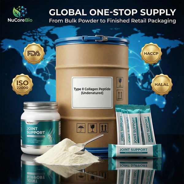 NuCUndenatured Type II Collagen Peptide | Hydrolyzed Tilapia Scale Collagen Powder | 800-1000Da Micro-Active Joint Support & Cartilage Repair | OEM/ODM Private Label Supplement Supply