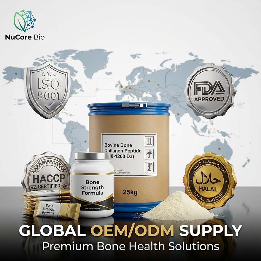 Hydrolyzed Bovine Bone Collagen Peptide Bulk OEM/ODM | 900-1200Da Small Molecule Protein Powder | High Absorption Bone Density Support Supplement | Traceable Fresh Grass-Fed Source | GMP, ISO, HALAL Certified Factory - Image 6