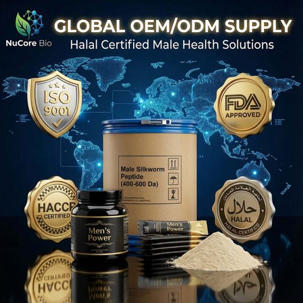 Male Bulk Pure Male Silkworm Peptide Powder | 400-600 Dalton Small Molecule Extract for Energy & Vitality | High Zinc & Hormone Content | Global OEM/ODM Private Label Supply |Male Silkworm Moth  Protein Peptide