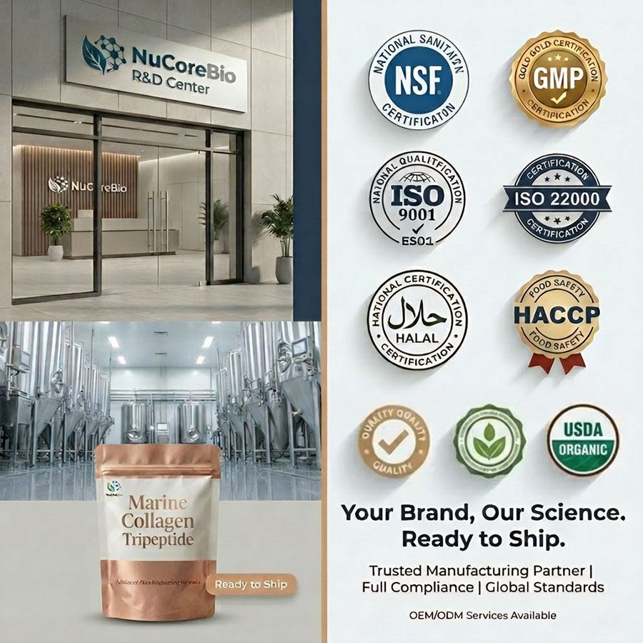 Bulk Marine Collagen Tripeptide Powder <500Da | Premium OEM/ODM Skin Brightening Supplement with Glutathione, HA & Biotin - Image 8