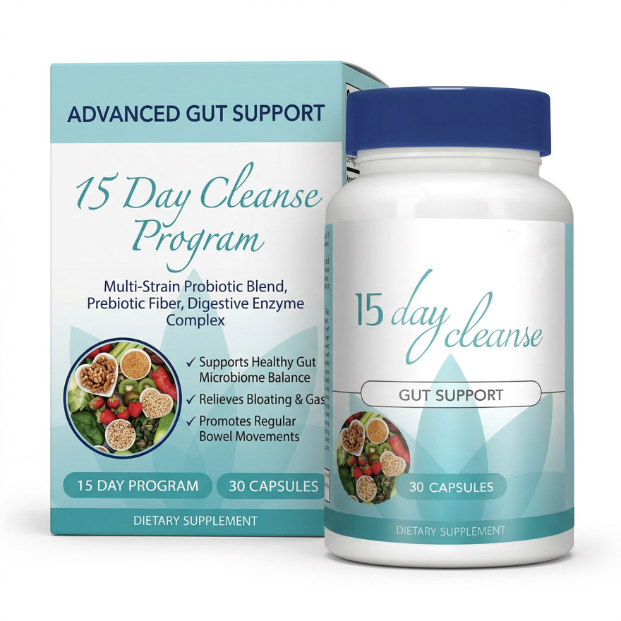 Advanced 15 Day Cleanse Program Capsules | Gut Support & Detox Supplement OEM/ODM | Multi-Strain Probiotic with Digestive Enzymes | Private Label Bloating Relief & Colon Cleanse | Bulk Wholesale Natural Regularity Formula Manufacturer - Image 2