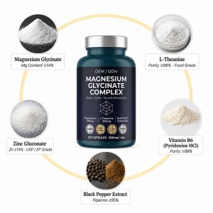 Custom Magnesium Glycinate Complex with L-Theanine | OEM/ODM Sleep Support Supplements | High Absorption Active Peptides | Private Label & Low MOQ 500 Units - Image 2