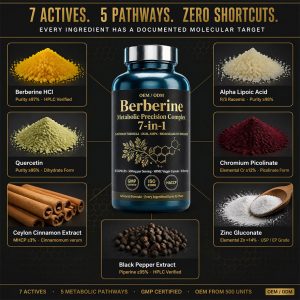 Custom Berberine HCl Supplement 7-in-1 Complex | OEM/ODM Metabolic Support | High Purity Active Peptides | Private Label Low MOQ 500 & Rapid 20-Day Lead Time - Image 4