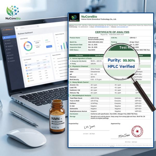 Pure NMN Powder 99.9% Bulk | Bioactive Peptides Custom Formula | US Stock Ready to Ship | OEM/ODM Private Label Supplement Manufacturer | HPLC Verified & GMP Certified | Fast 3-Day Delivery
