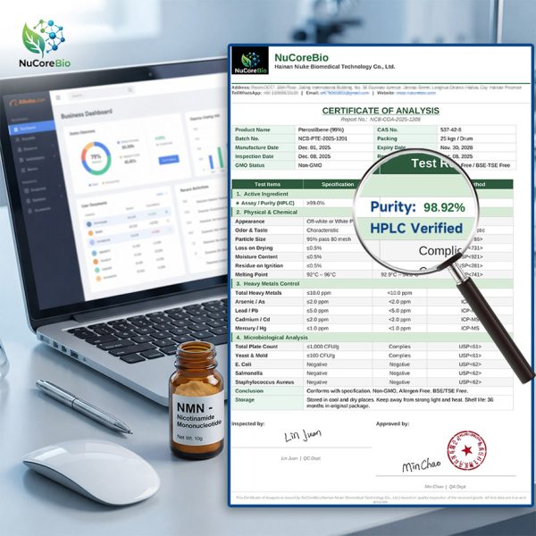 Pure Resveratrol 98% Bulk Powder: OEM/ODM Custom Capsules | HPLC Verified NMN Synergist | USA Stock 3-5 Days Delivery | Private Label Longevity & Anti-Aging Supplement Supplier