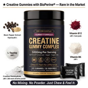 Premium Creatine Gummies OEM/ODM: 5000mg High-Potency Complex with BioPerine & Taurine, Vegan Sugar-Free Private Label Supplement Manufacturing - Low MOQ 500 Units, Rapid Global Fulfillment,Creatine Gummy Complex Individually Packaged - Image 2