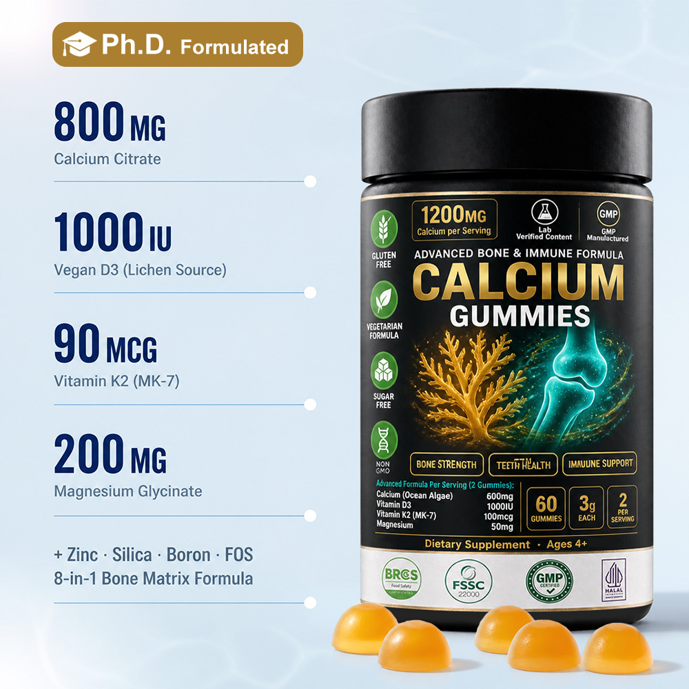 White Label Calcium Gummies for Seniors: Custom Bone Density Joint Support Supplement OEM - Image 2